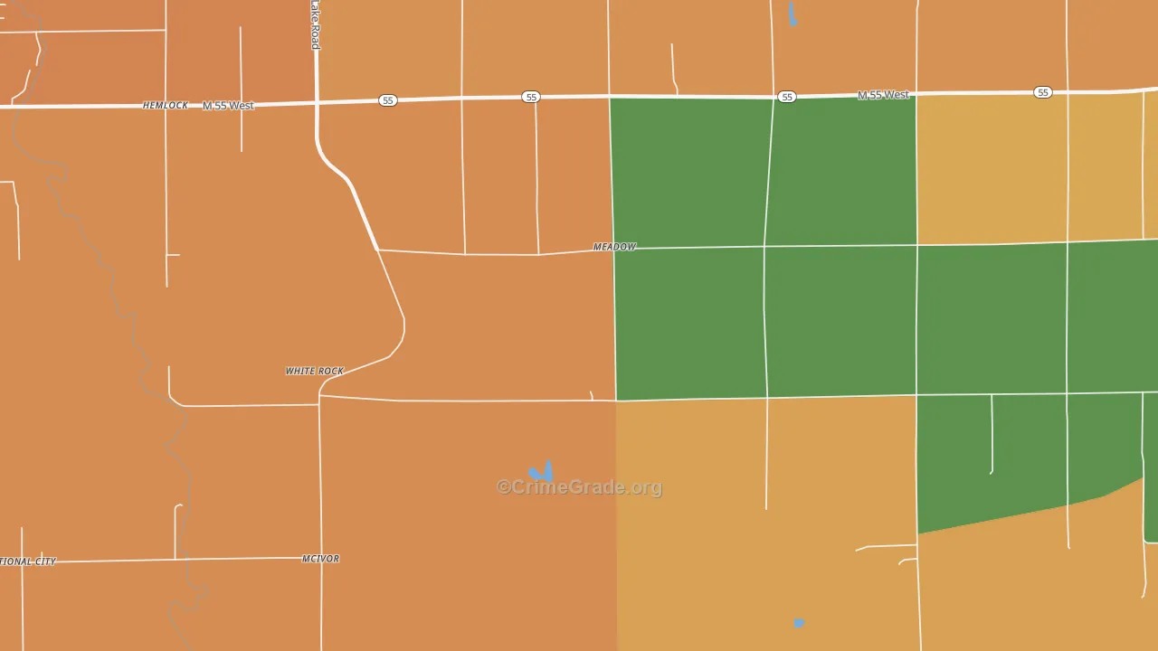 White Rock, MI Map of Robbery Rates