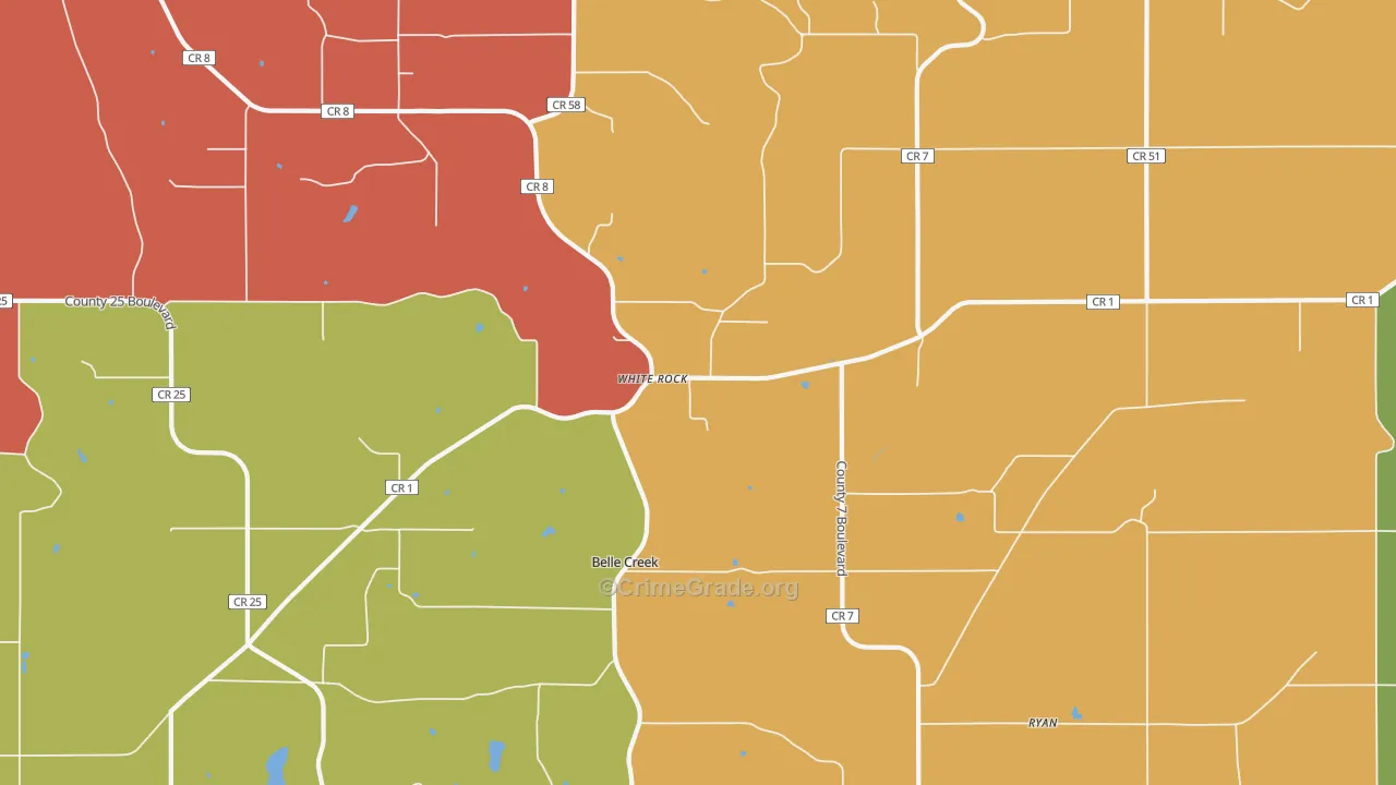 White Rock, MN Map of Robbery Rates