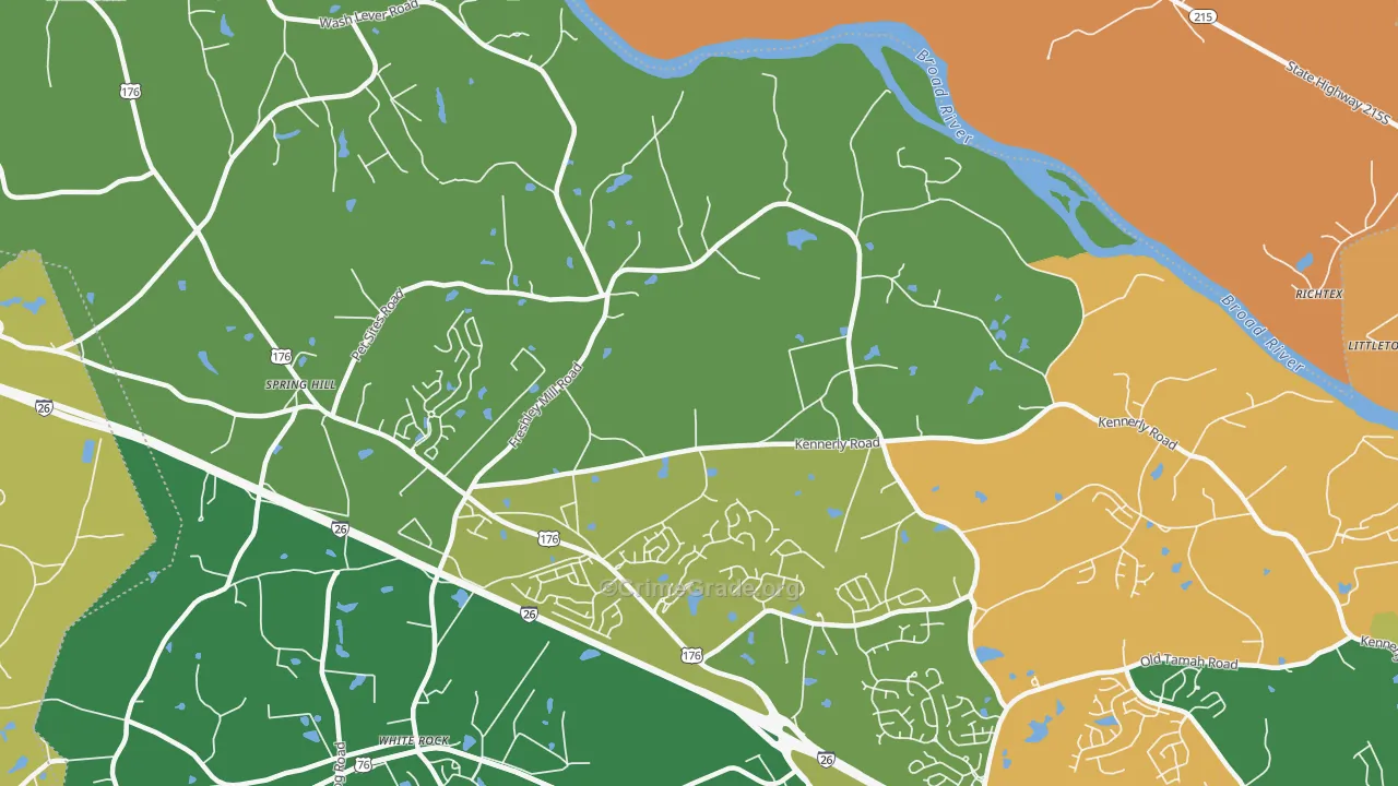 White Rock, SC Map of Robbery Rates
