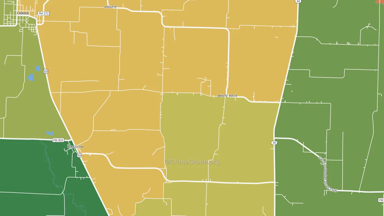 White Rock, TX Map of Robbery Rates