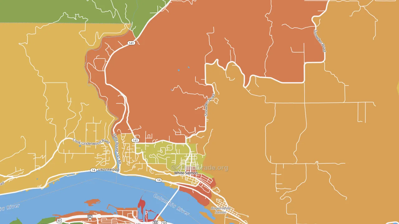 White Salmon, WA Map of Robbery Rates