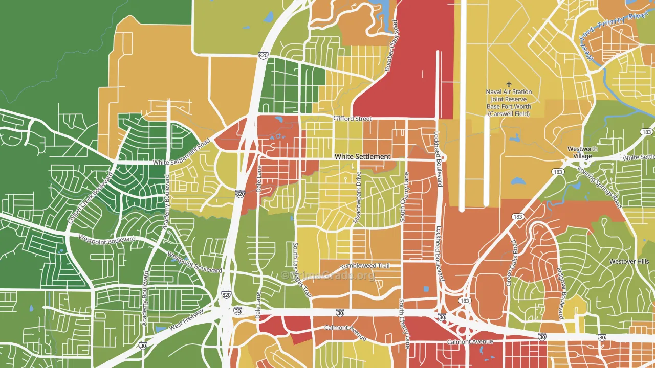 White Settlement, TX Map of Robbery Rates