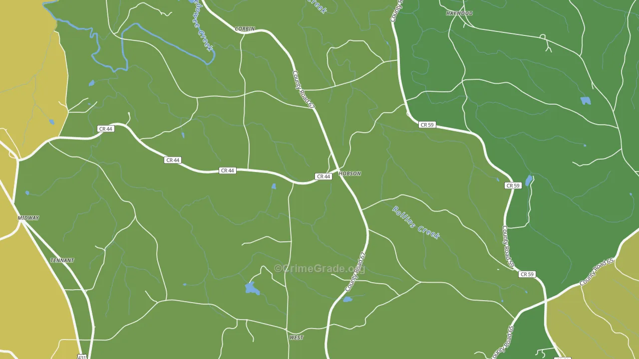 White Signboard Crossroad, AL Map of Robbery Rates