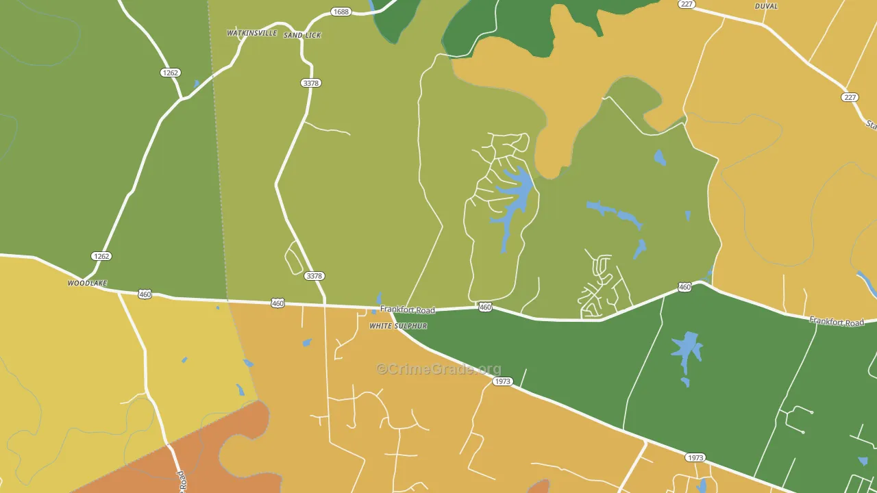 White Sulphur, KY Map of Robbery Rates