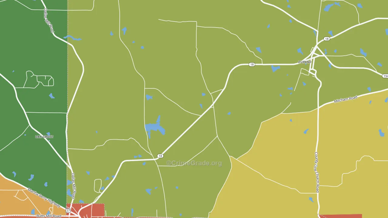 White Sulphur Springs, GA Map of Robbery Rates