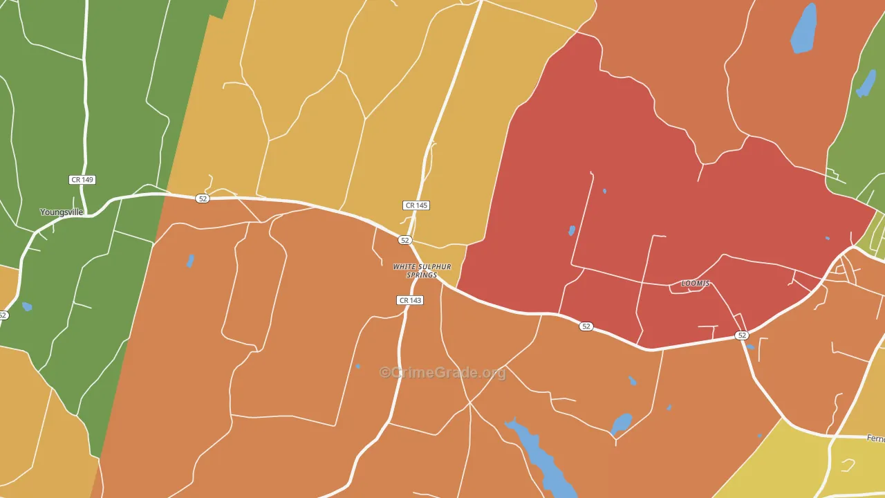 White Sulphur Springs, NY Map of Robbery Rates