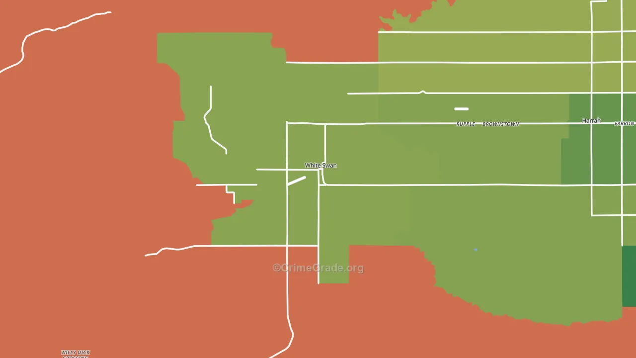 White Swan, WA Map of Robbery Rates