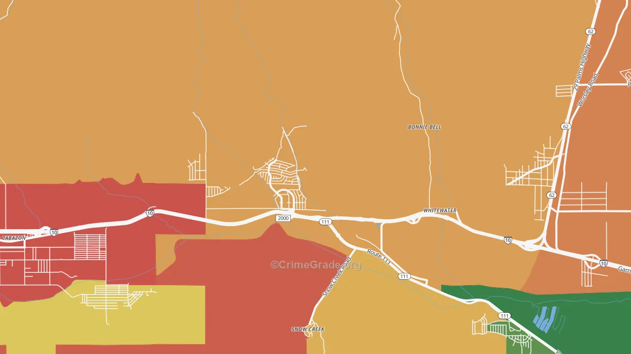 White Water, CA Map of Robbery Rates
