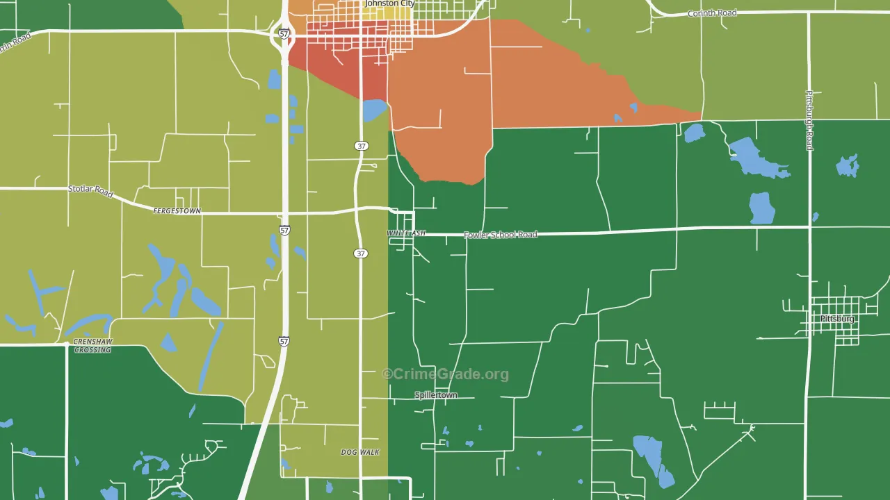 Whiteash, IL Map of Robbery Rates