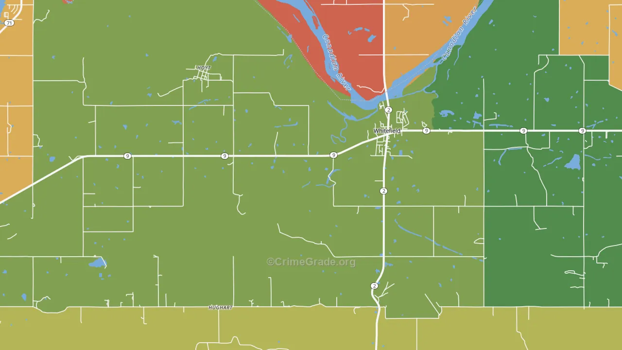 Whitefield, OK Map of Robbery Rates