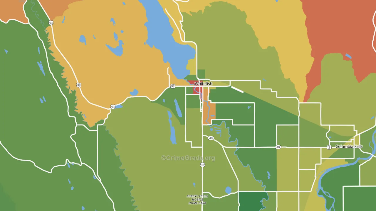 Whitefish, MT Map of Robbery Rates