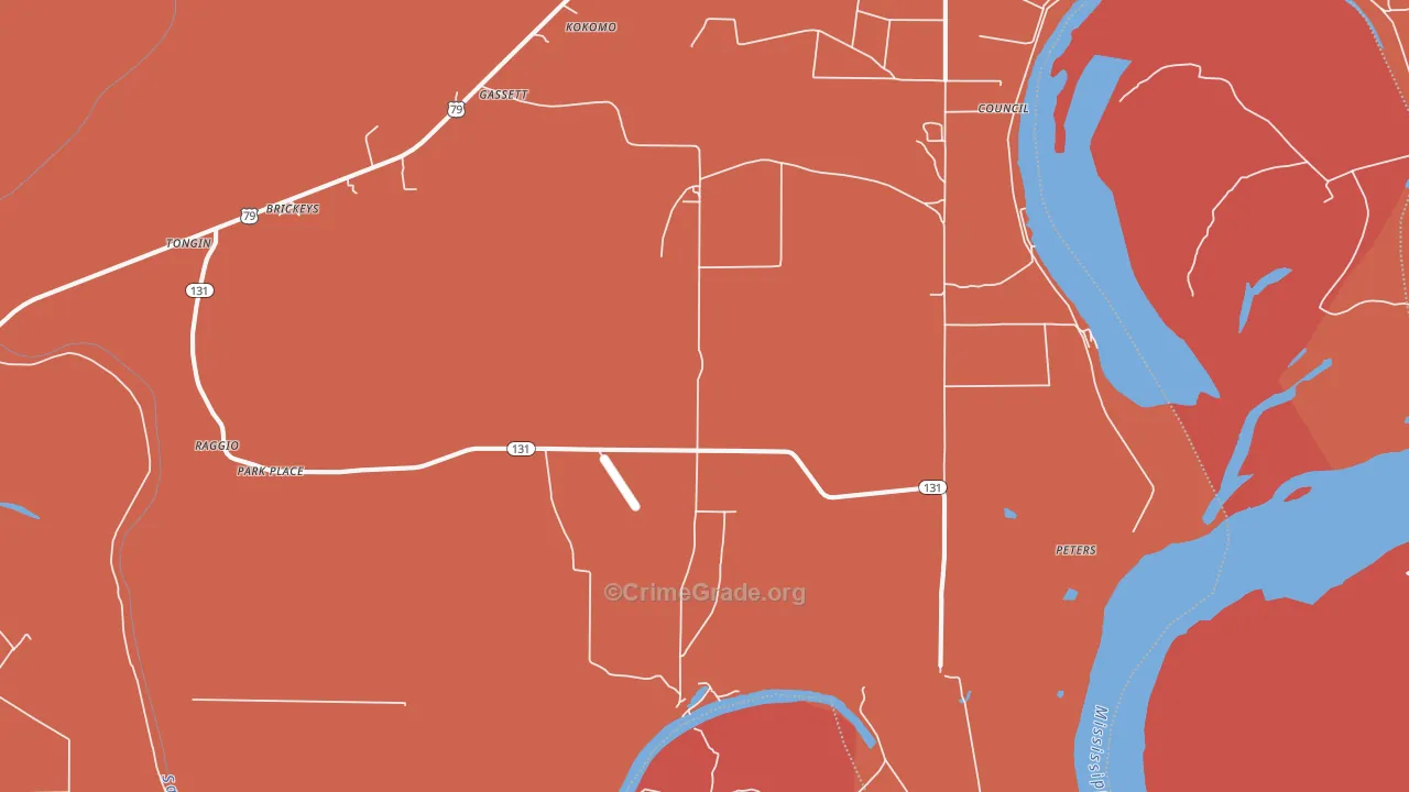 Whitehall, AR Map of Robbery Rates
