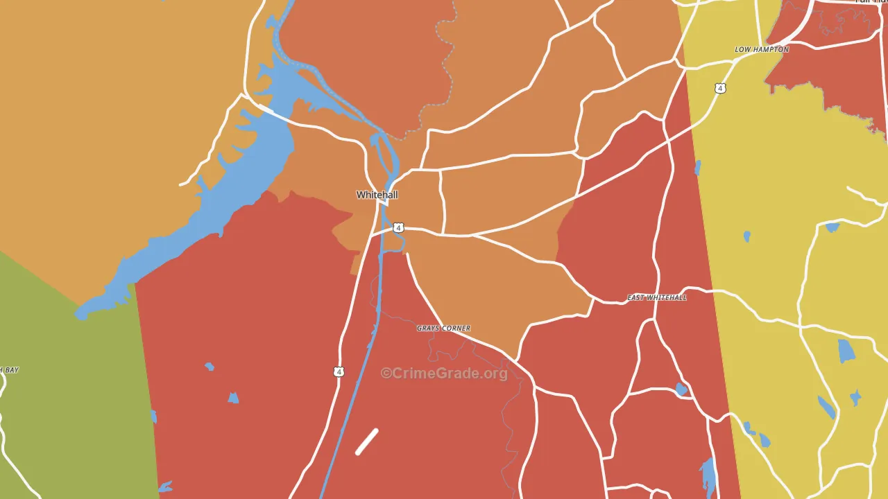 Whitehall, NY Map of Robbery Rates