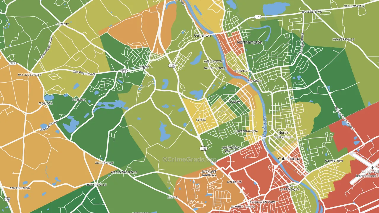 Whitehall, PA Map of Robbery Rates