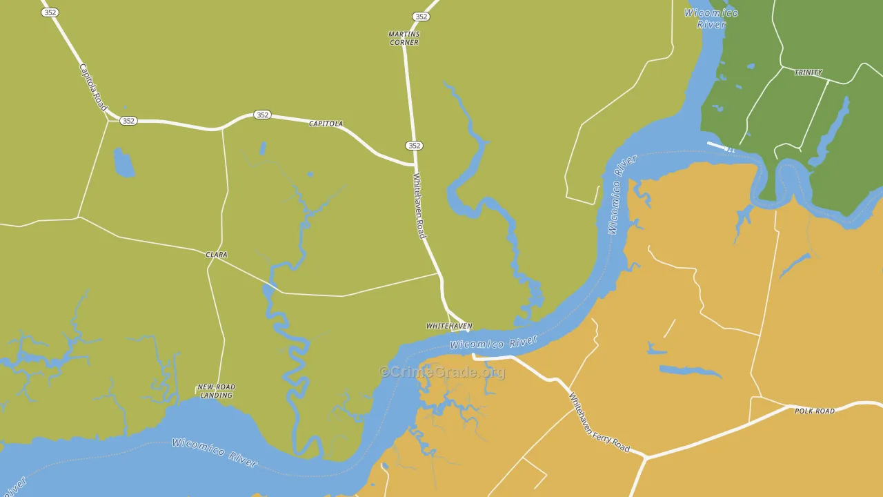 Whitehaven, MD Map of Robbery Rates