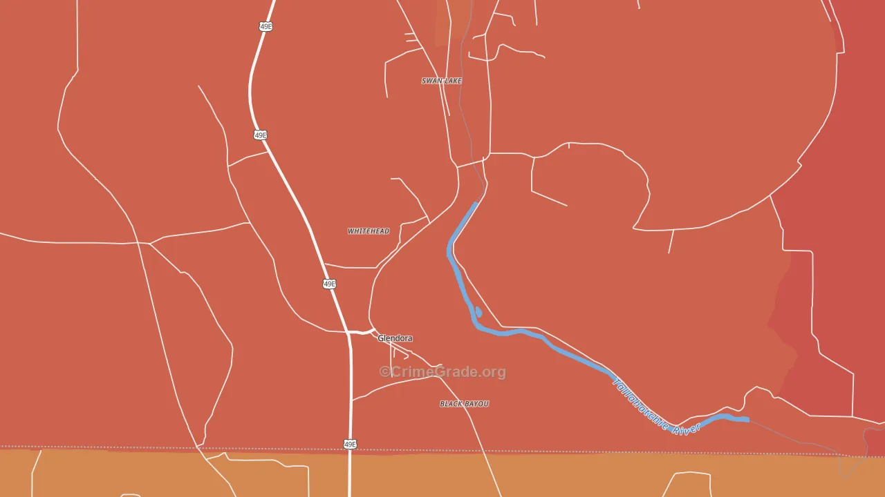 Whitehead, MS Map of Robbery Rates