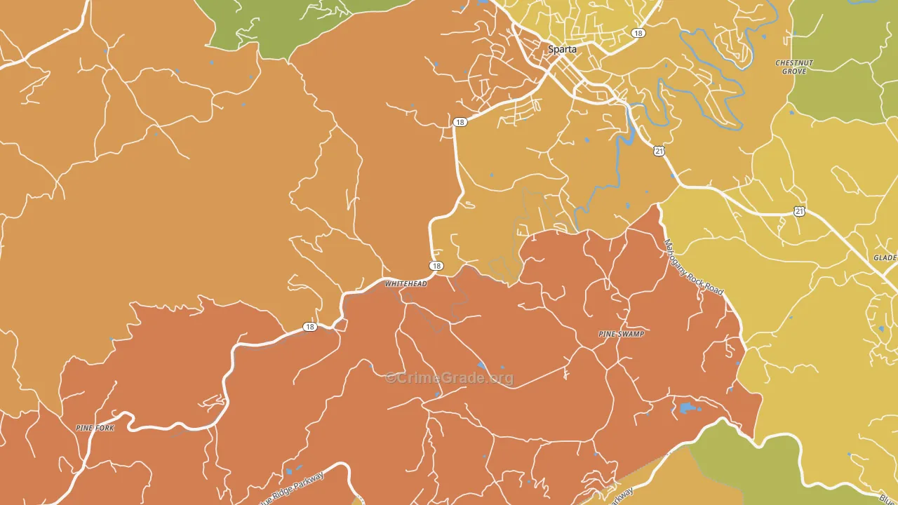 Whitehead, NC Map of Robbery Rates