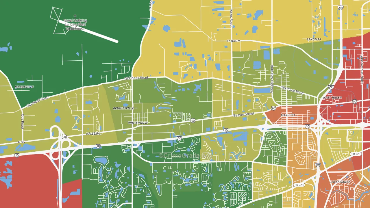 Whitehouse, Jacksonville, FL Map of Robbery Rates