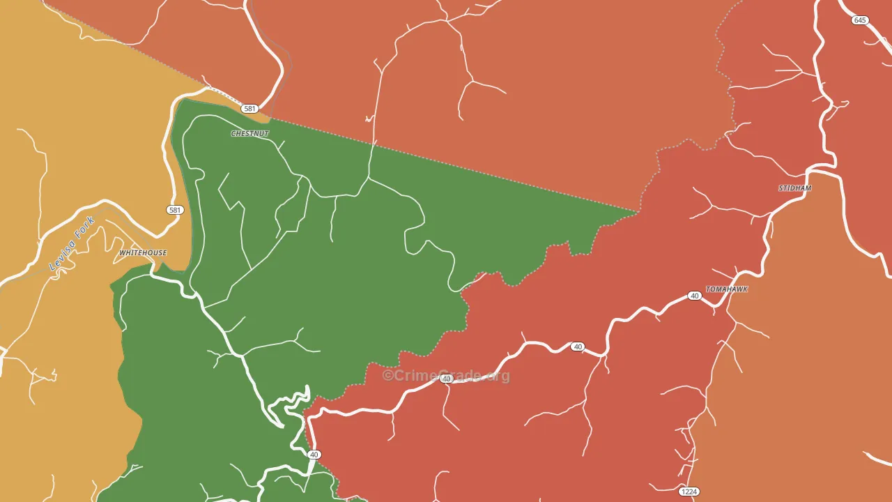 Whitehouse, KY Map of Robbery Rates