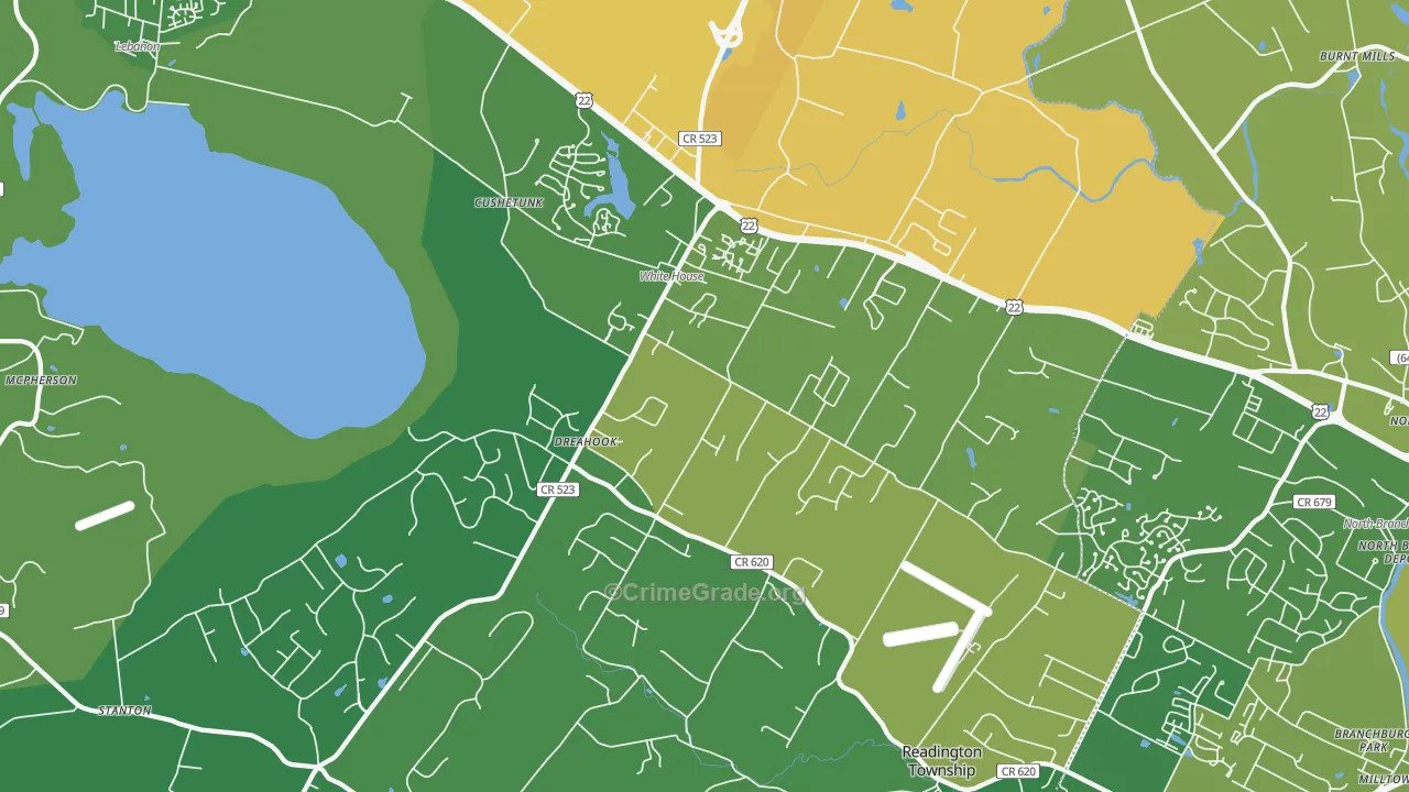 Whitehouse Station, NJ Map of Robbery Rates
