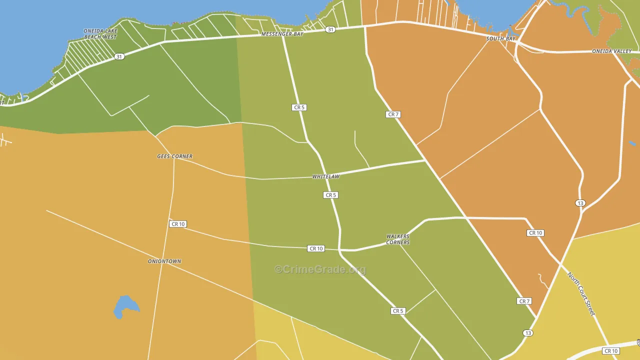 Whitelaw, NY Map of Robbery Rates