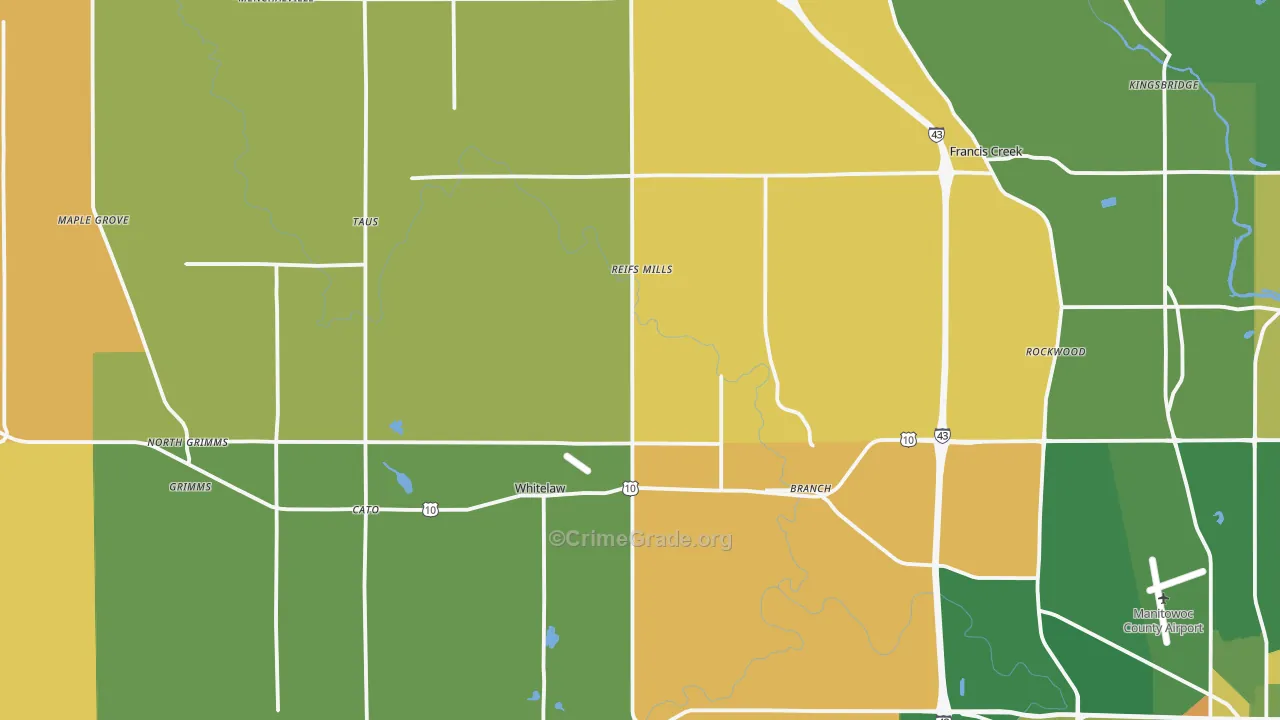 Whitelaw, WI Map of Robbery Rates
