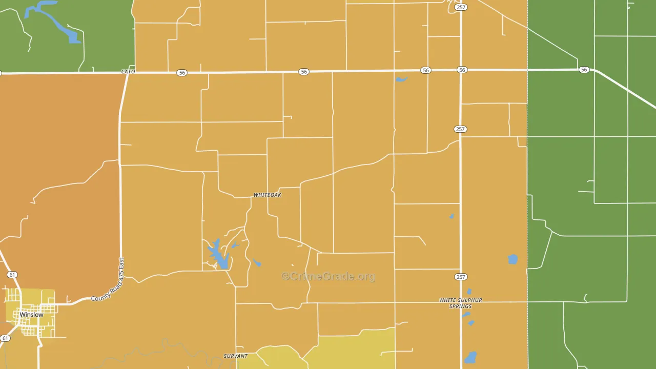 Whiteoak, IN Map of Robbery Rates