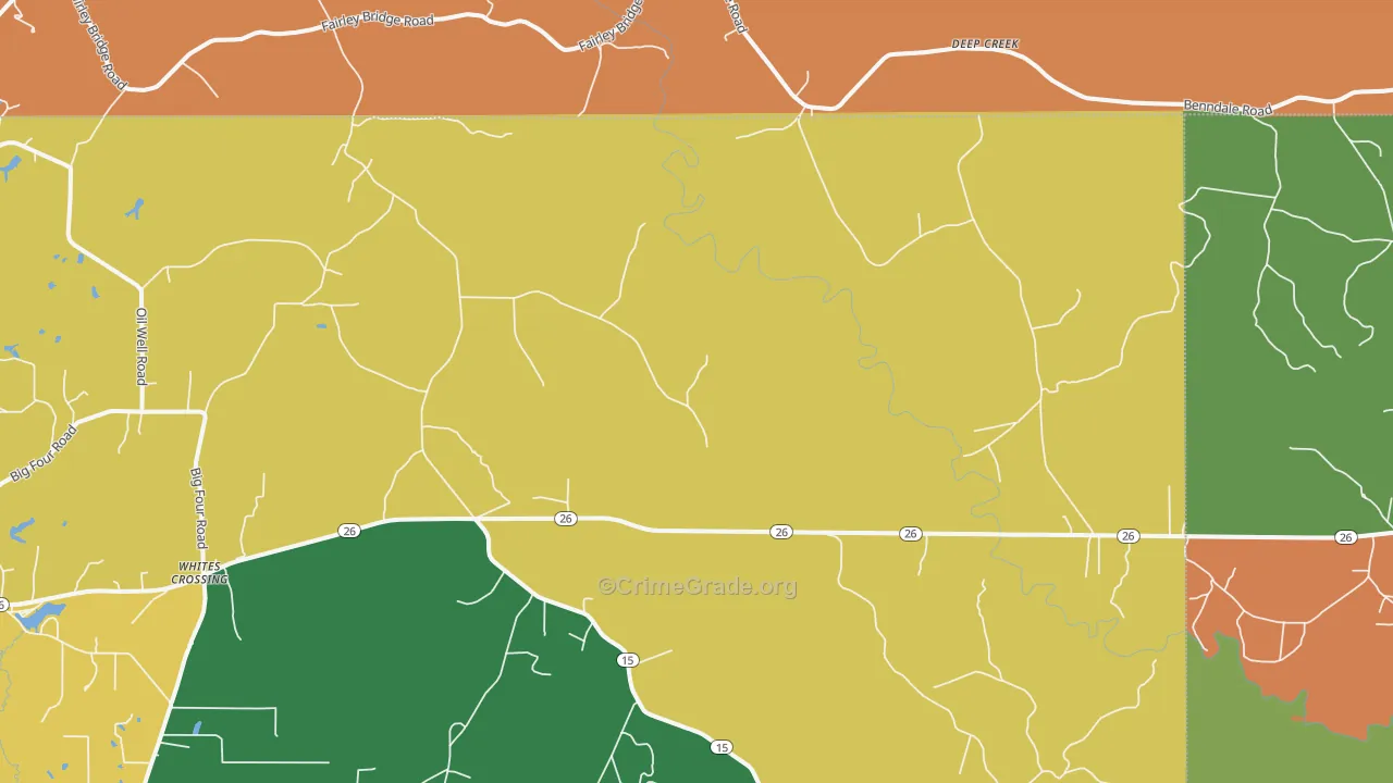 Whites Crossing, MS Map of Robbery Rates