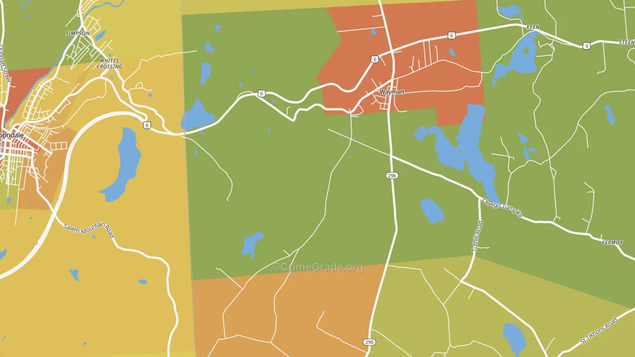 Whites Crossing, PA Map of Robbery Rates