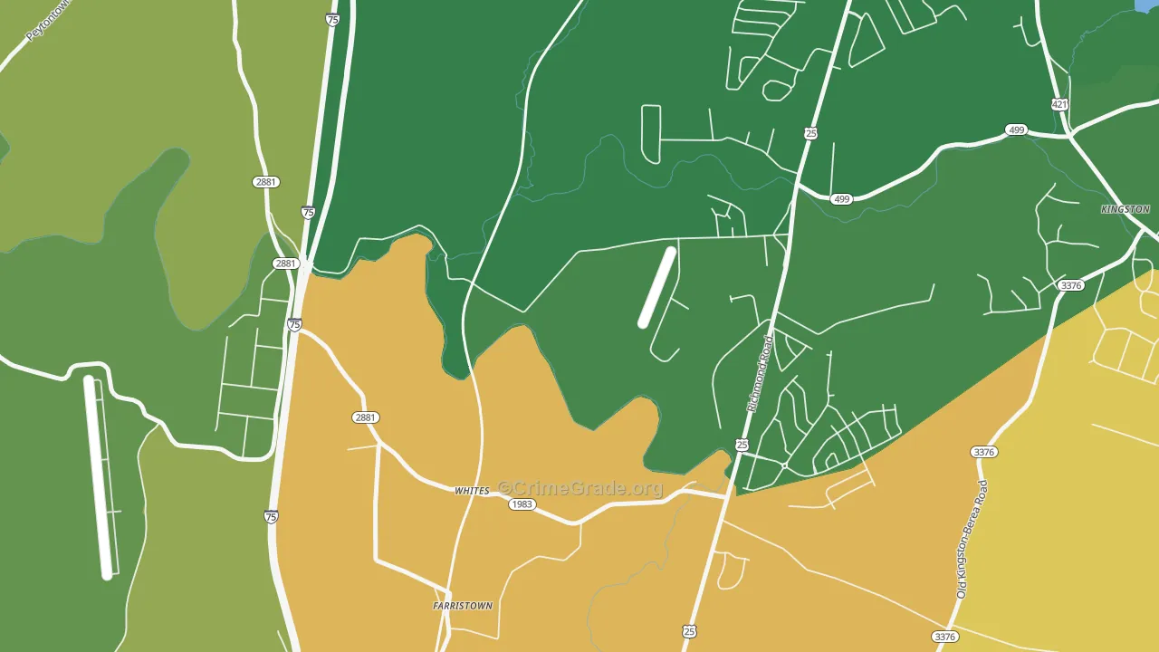 Whites, KY Map of Robbery Rates