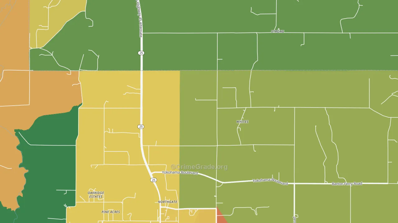 Whites, MS Map of Robbery Rates