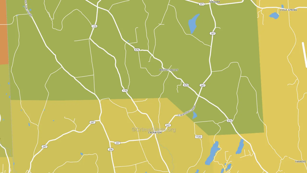 Whites Valley, PA Map of Robbery Rates