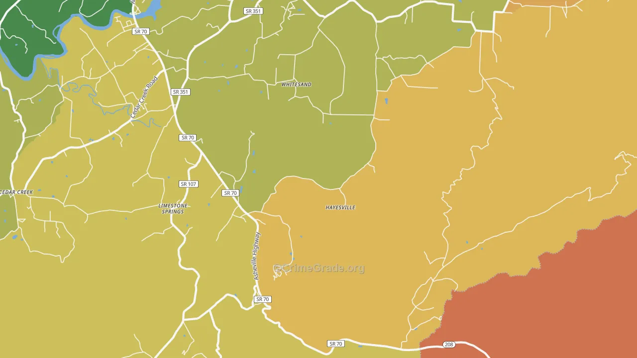 Whitesand, TN Map of Robbery Rates