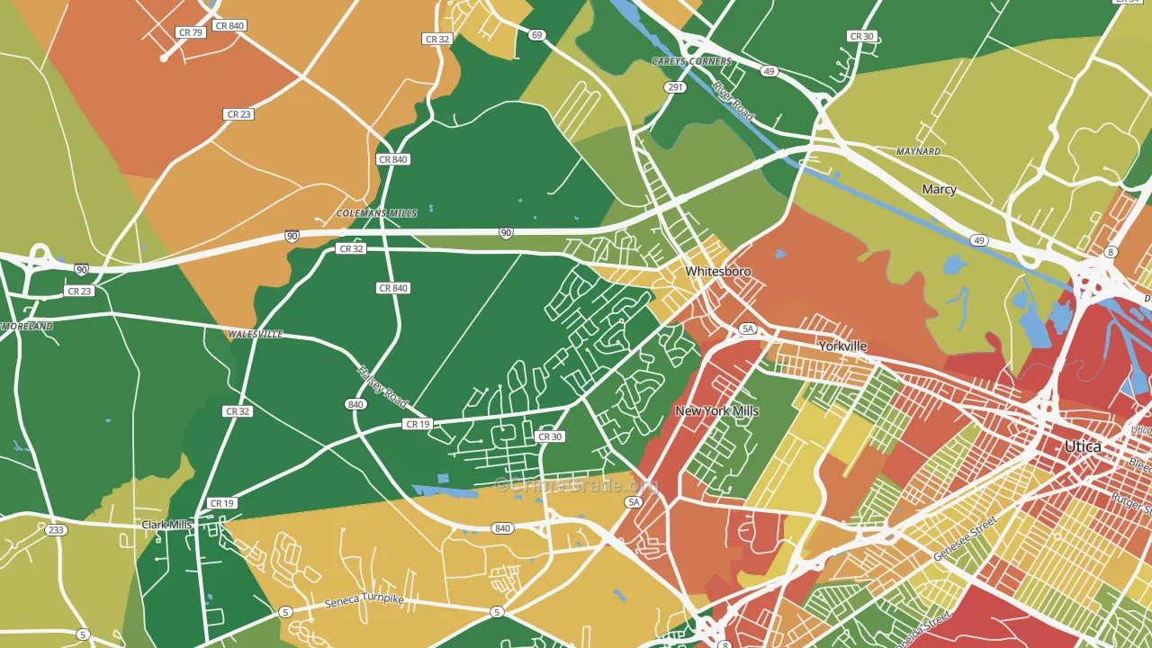 Whitesboro, NY Map of Robbery Rates