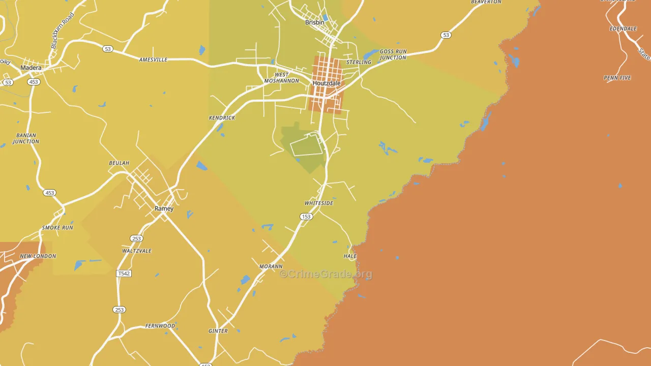 Whiteside, PA Map of Robbery Rates