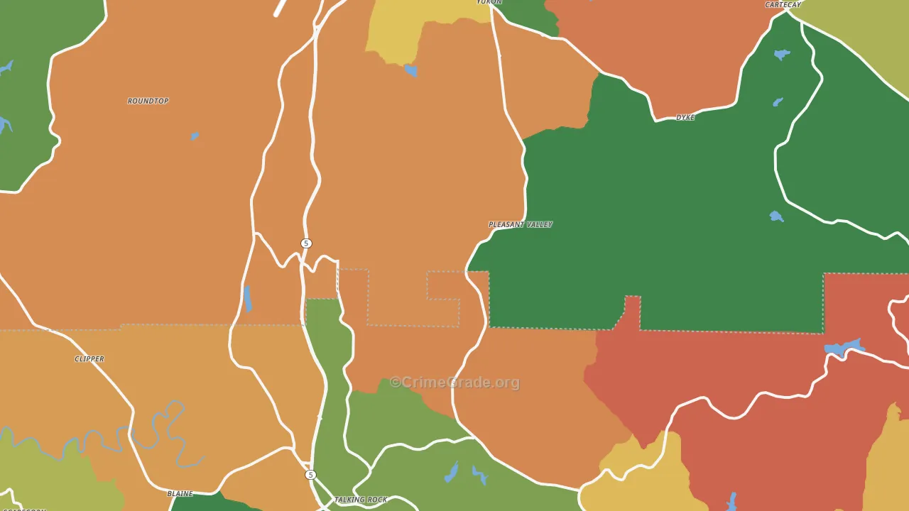 Whitestone, GA Map of Robbery Rates