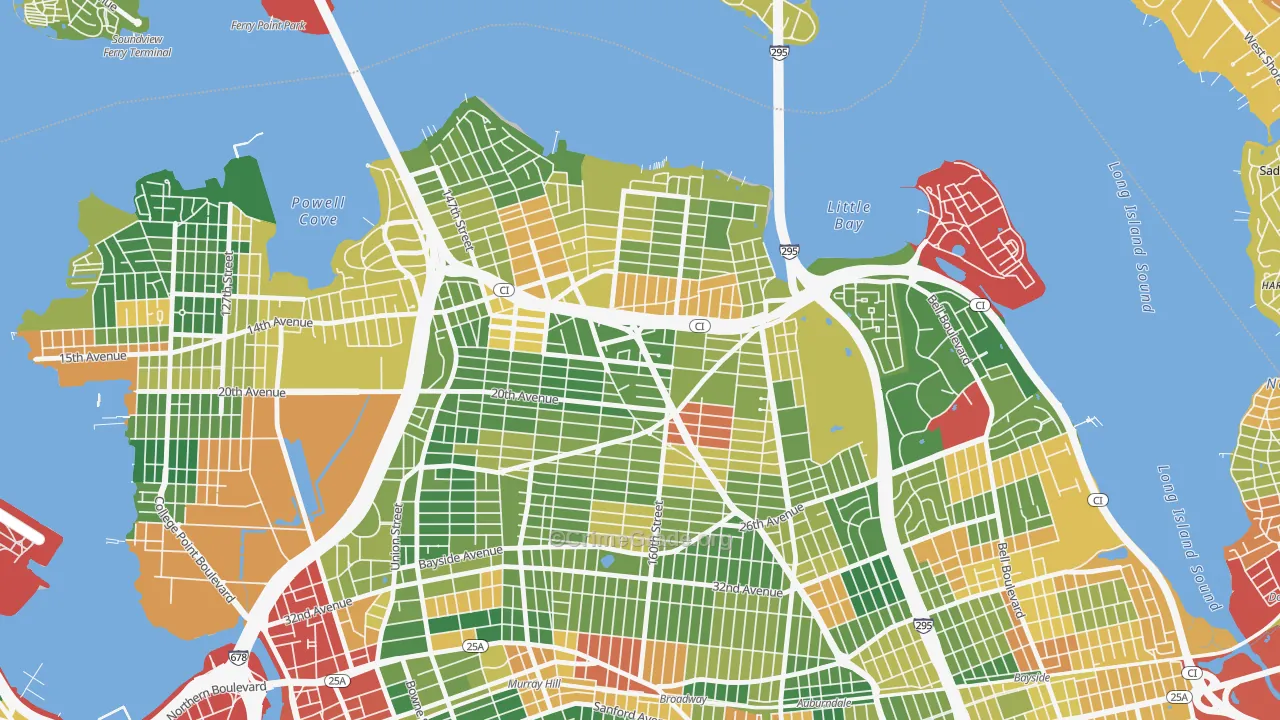 Whitestone, Queens, NY Map of Robbery Rates