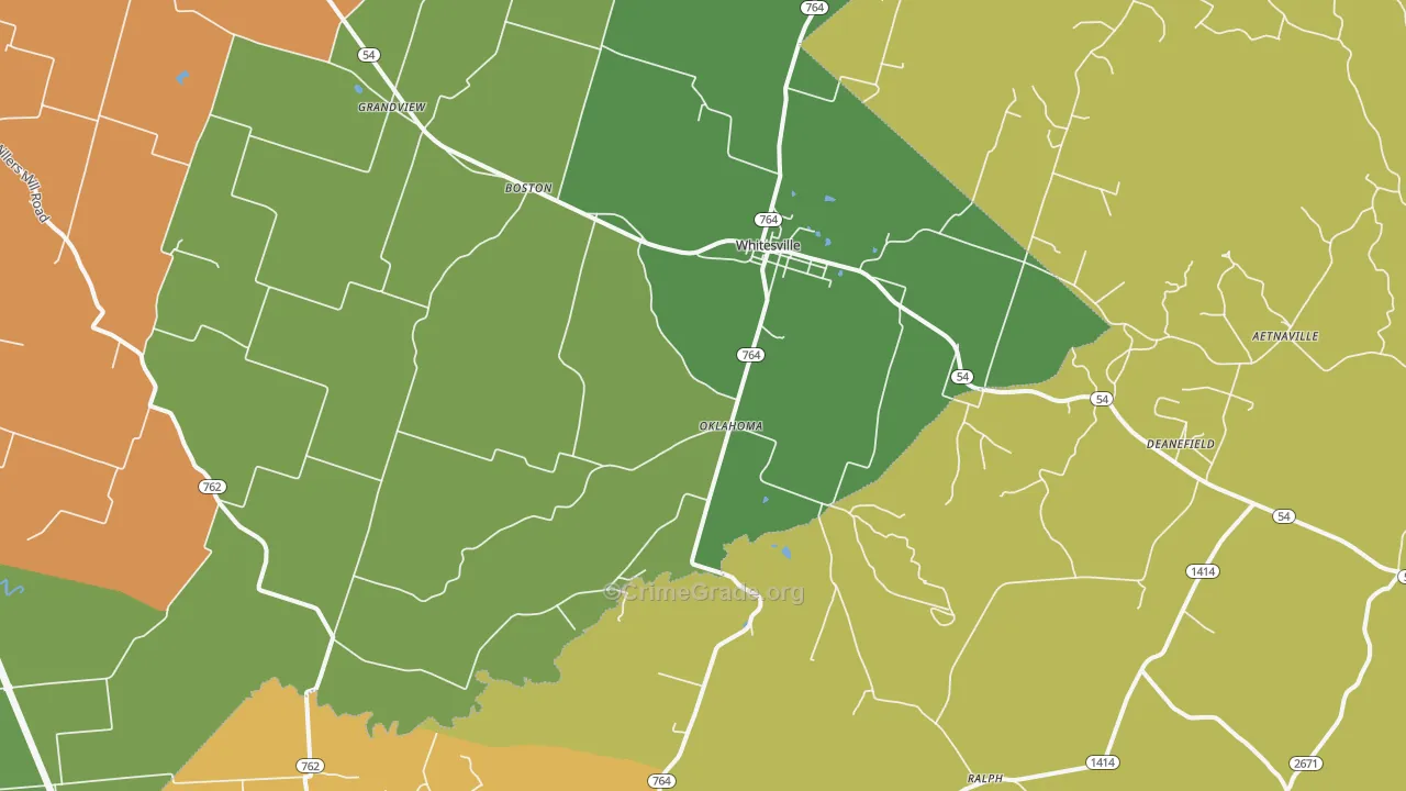 Whitesville, KY Map of Robbery Rates