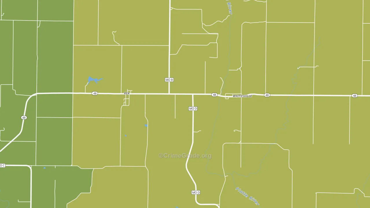 Whitesville, MO Map of Robbery Rates