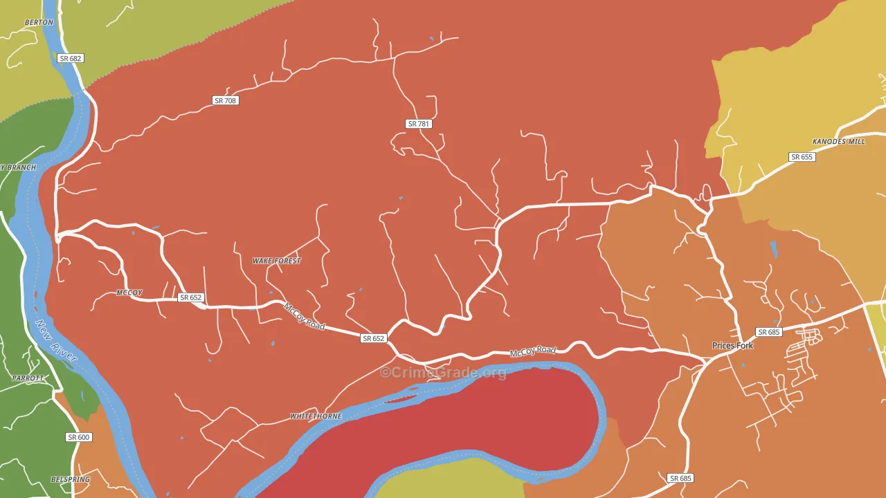 Whitethorne, VA Map of Robbery Rates