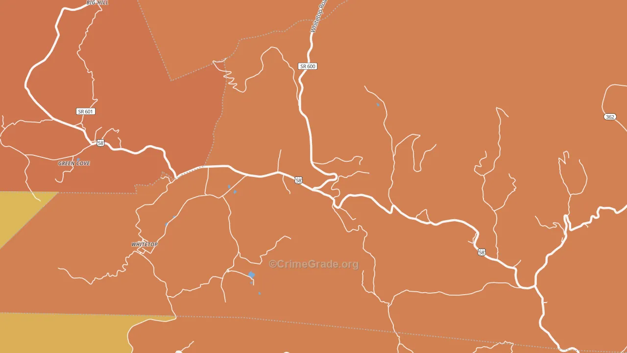 Whitetop, VA Map of Robbery Rates