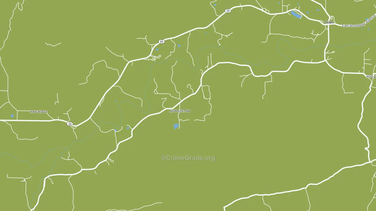Whitetown, AR Map of Robbery Rates