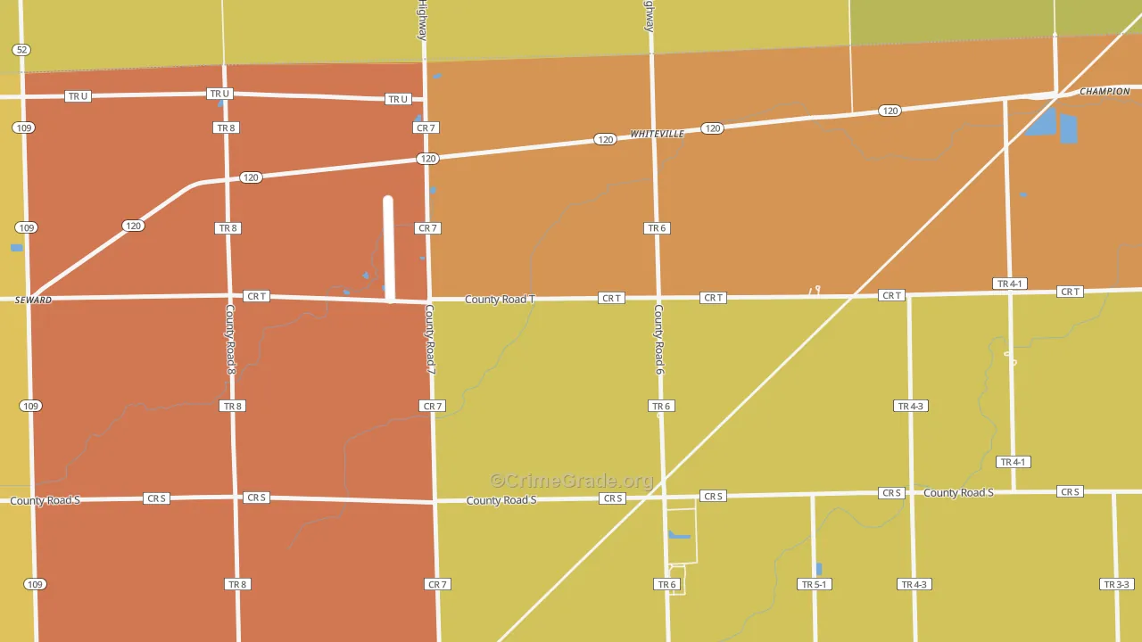 Whiteville, OH Map of Robbery Rates
