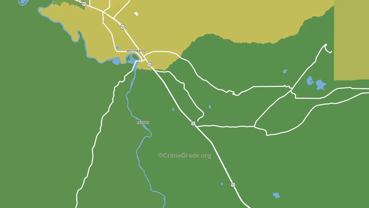 Whitewater, CO Map of Robbery Rates