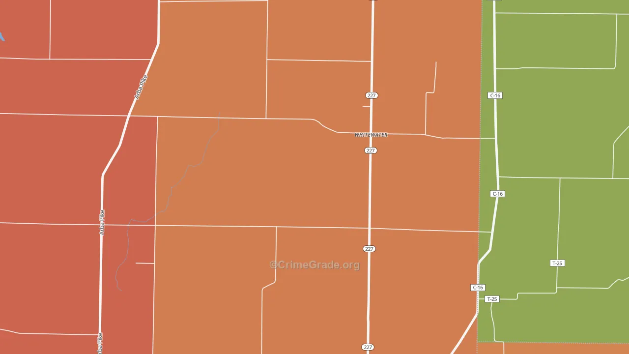 Whitewater, IN Map of Robbery Rates