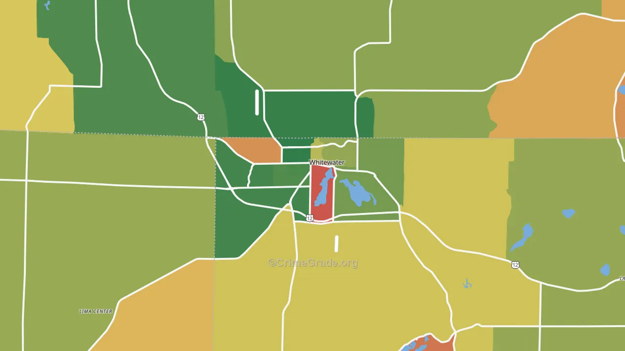 Whitewater, WI Map of Robbery Rates