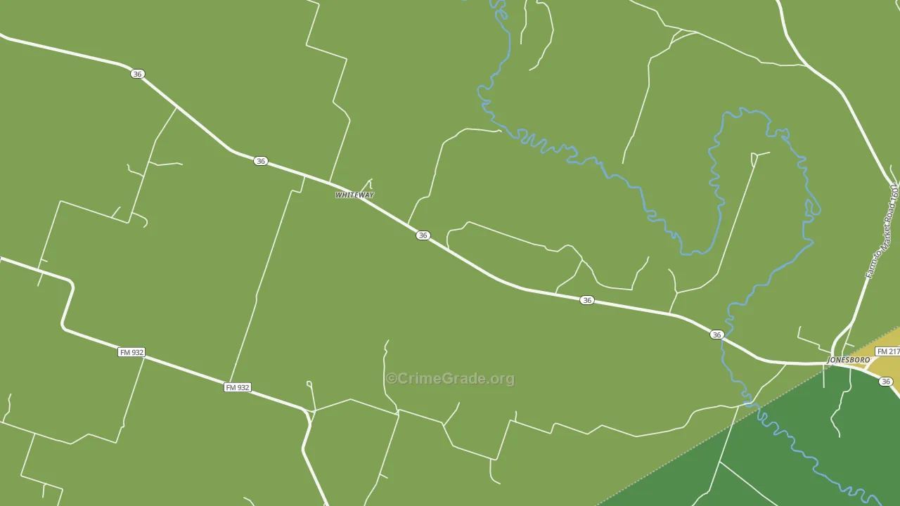 Whiteway, TX Map of Robbery Rates