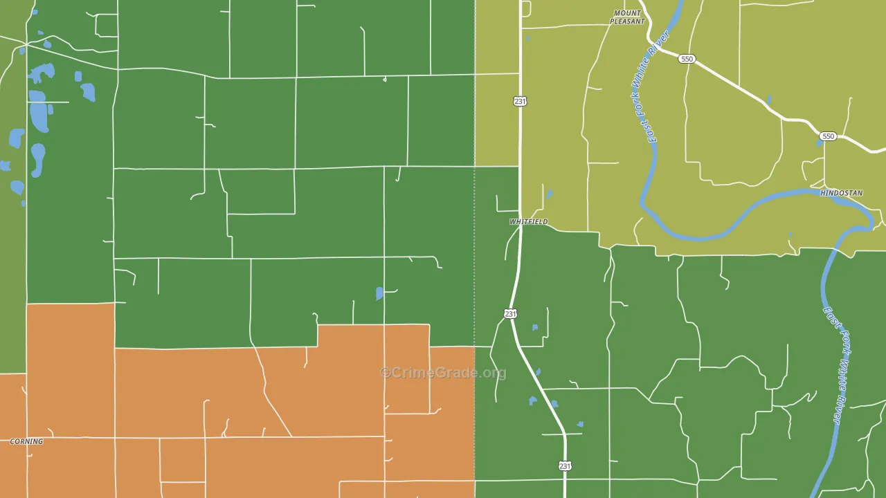 Whitfield, IN Map of Robbery Rates