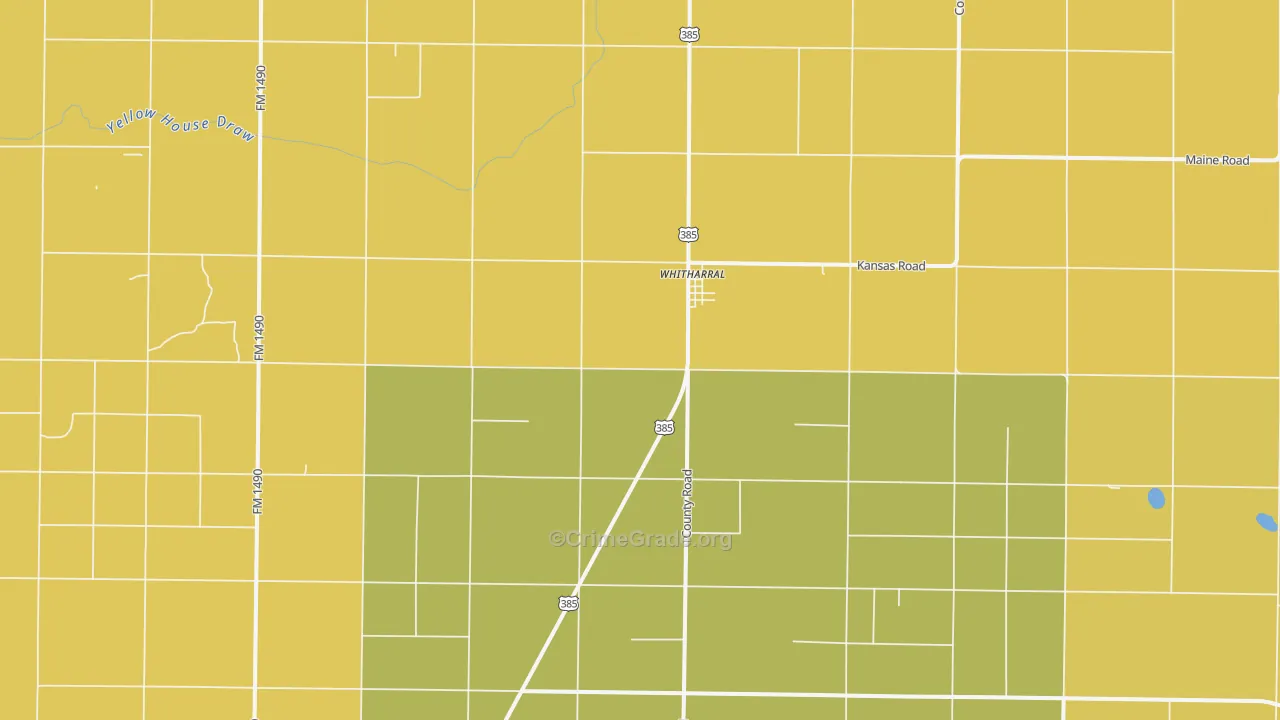 Whitharral, TX Map of Robbery Rates