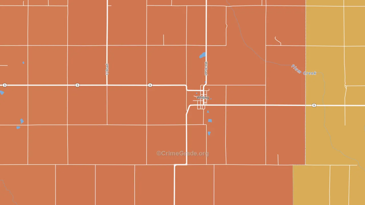 Whiting, KS Map of Robbery Rates